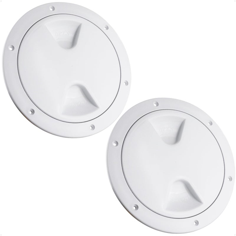 Five Oceans 5" Boat Hatch, 2-Pack Marine Access Hatch, Round Inspection Deck Plate Hatch with Detachable Cover, UV Resistant ABS White Plastic, for Pontoon, Fishing Boat, Bass Boat, Yacht - FO84-M2 - Image 1